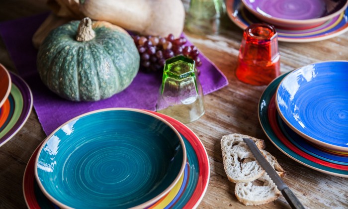 handmade colorful ceramic dinner set