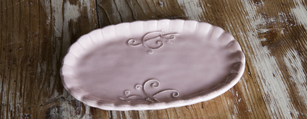 vassoio in ceramica stile shabby chic